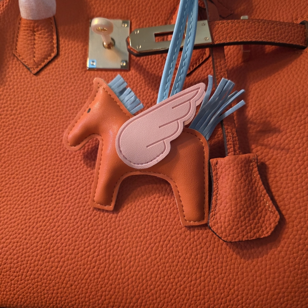 SALE!! Orange Winged Horse Handbag Charm - Picture 2 of 3